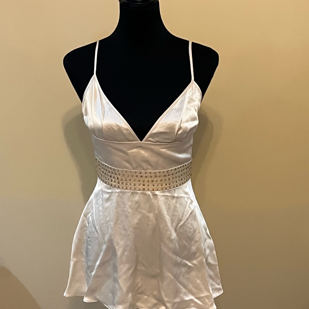 Gold Satin Camisole with Gold Embellished Waistband